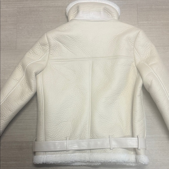 Fitaylor Women's Cream Shearling Moto Jacket Size M - Picture 7 of 7